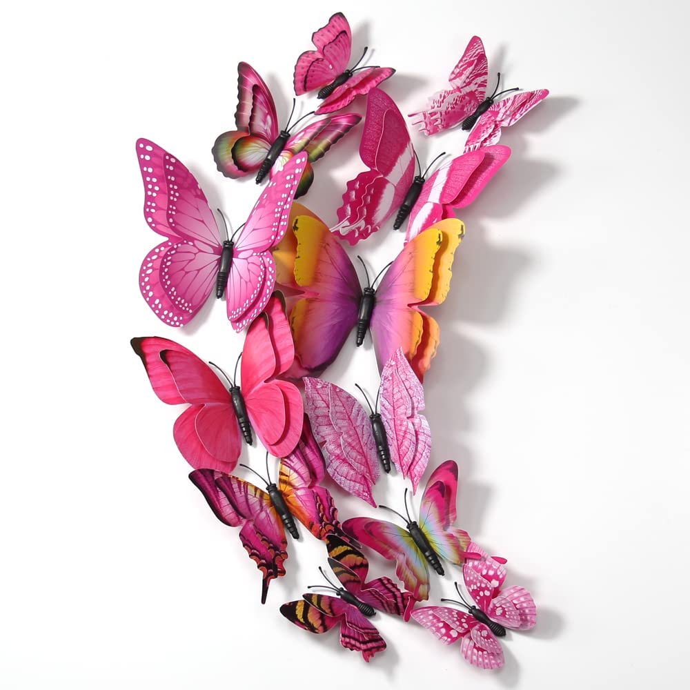 24PCS 3D Butterfly Wall Decals - Removable Magnetic Butterflies Decor for Kids Bedroom, Party & Wedding Crafts - DIY Wall Stickers for Nursery, Living Room & Home Decoration