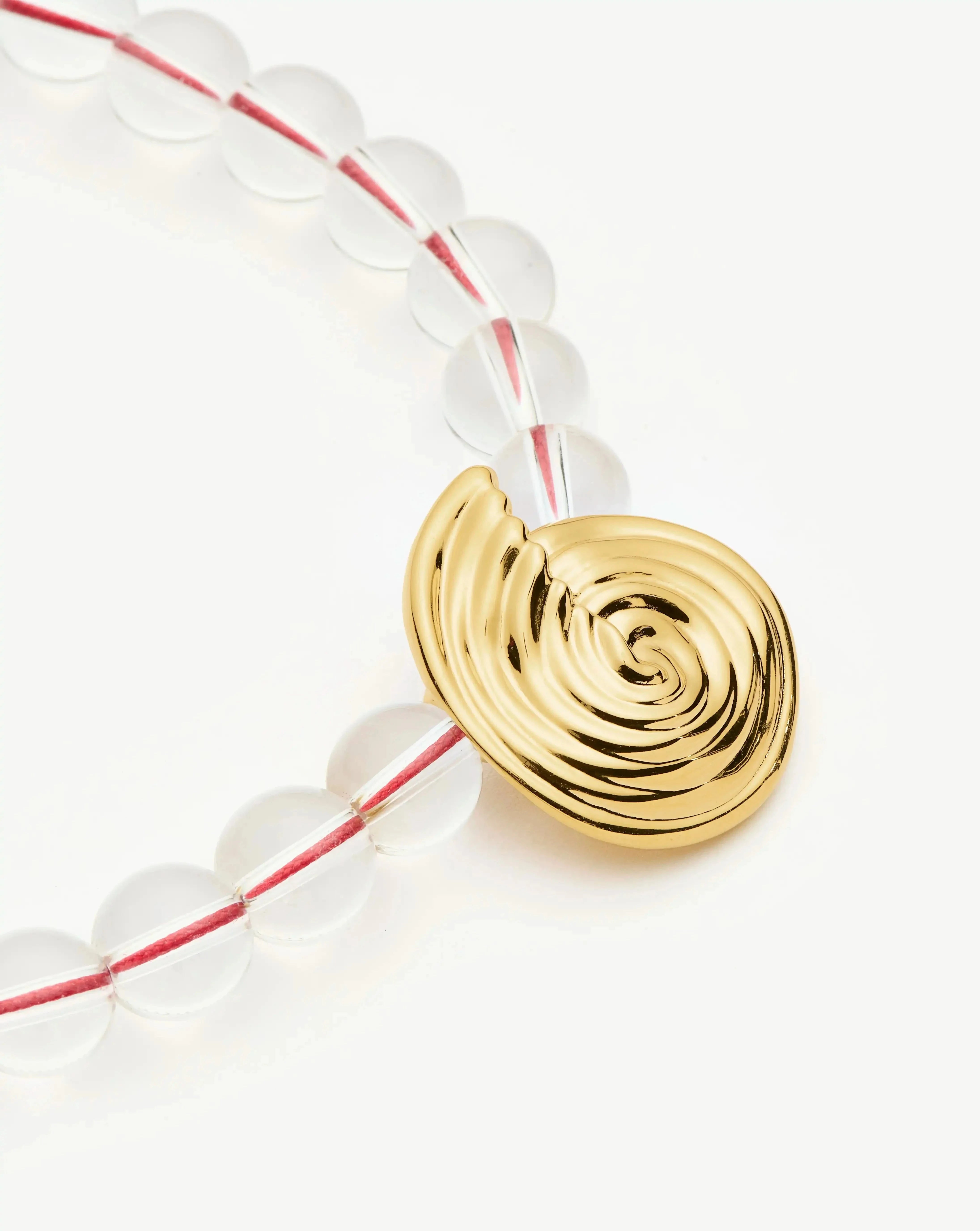 Spiral Gemstone Beaded Pendant Necklace - 18k Gold Plated & Clear Crystal Quartz | Boho Chic Jewelry for Women | Perfect for Parties, Weddings & Everyday Wear