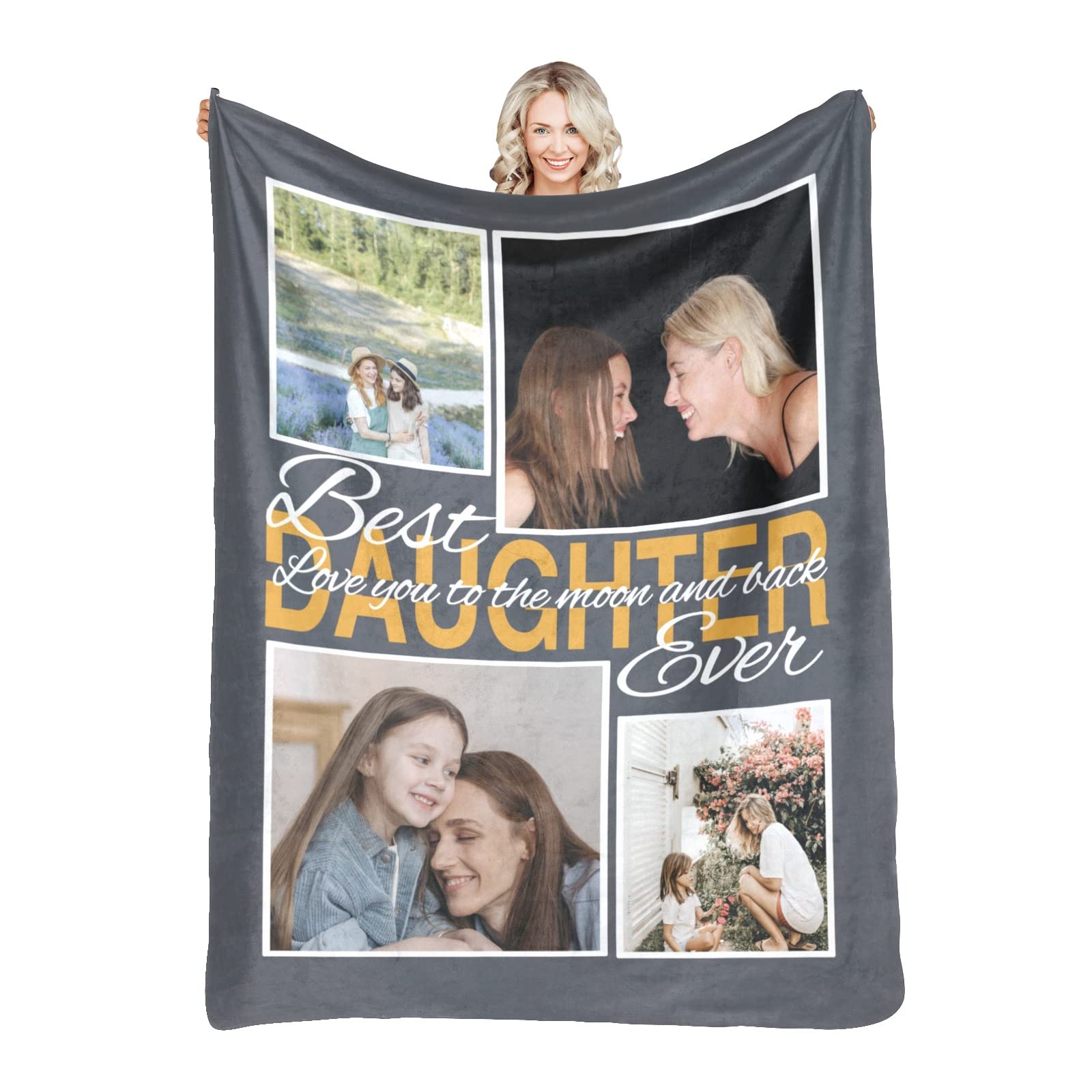 Custom Photo Blanket - Personalized Picture Blanket with Your Design for Mother, Father, Kids, Couples & Friends | 50x60 Inch Sherpa Fleece | Perfect Gift for Birthday, Anniversary & Christmas | Cozy Home Decor & Thoughtful Present