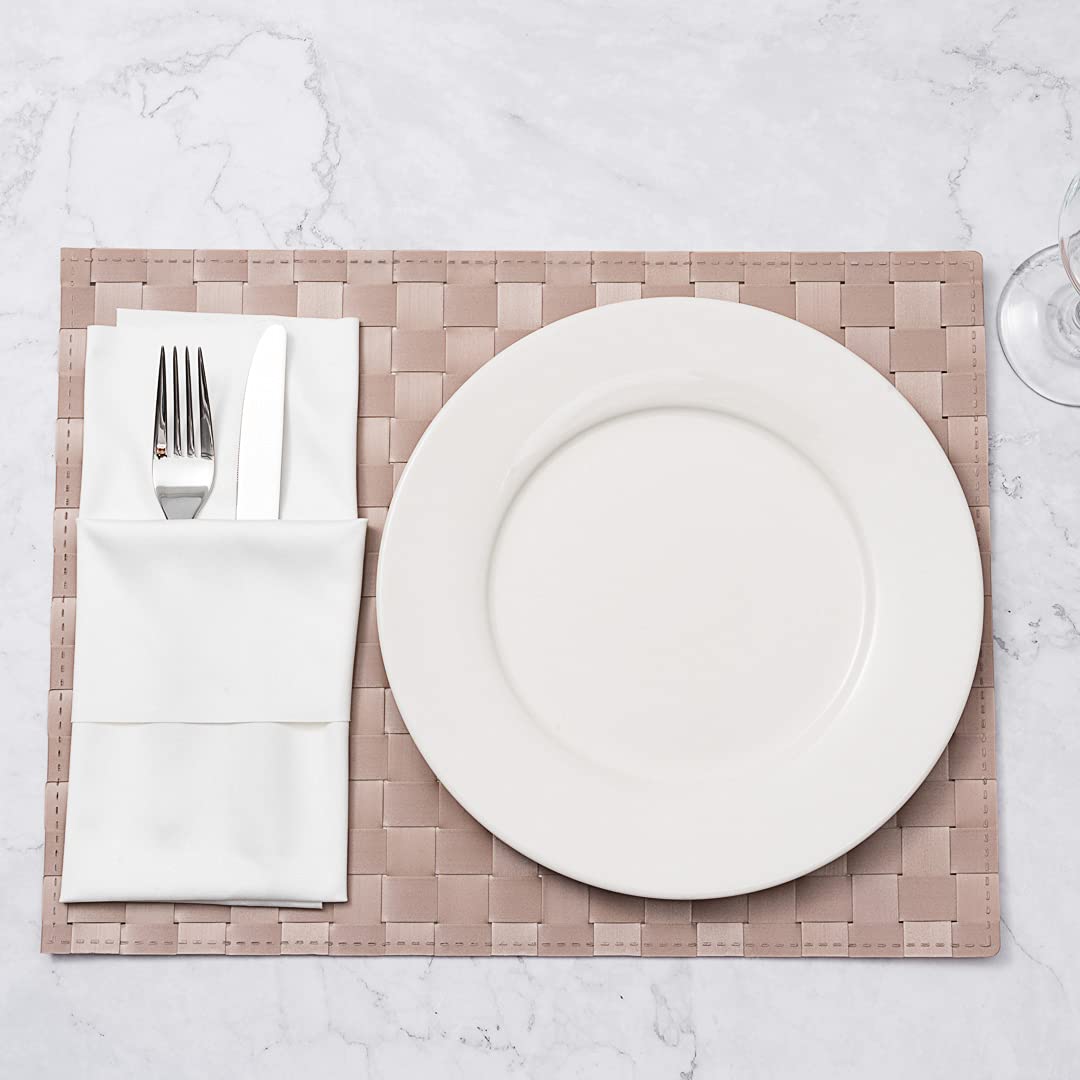 Premium 16 x 12 Inch Woven Plastic Placemats Set of 6 - Durable & Easy Clean Rectangle Table Mats for Home & Restaurant Dining - Perfect for Everyday Meals, Dinner Parties & Commercial Use