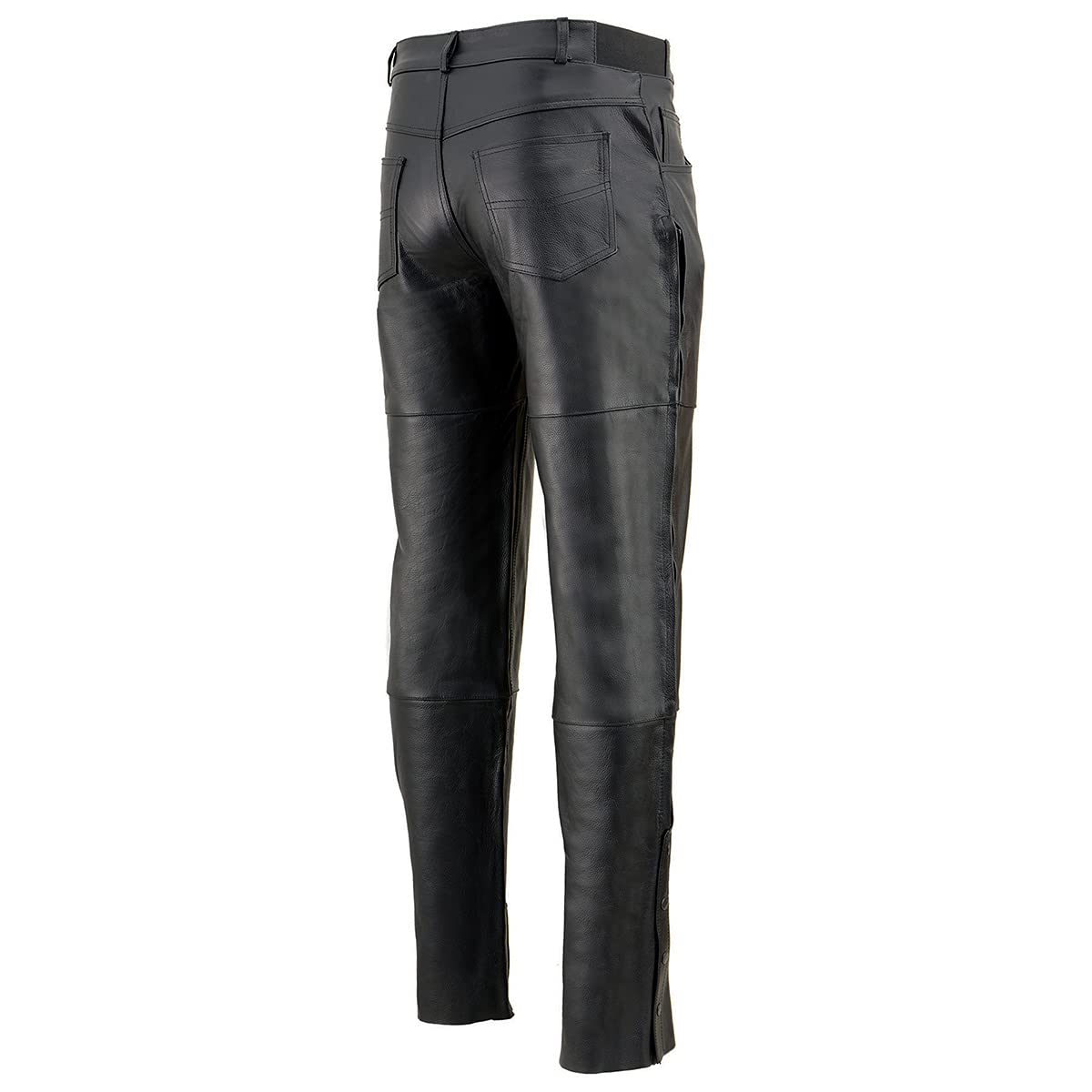 Milwaukee Leather SH1150 Men's Black Leather Motorcycle Over Pants with Jean Style Pockets - Durable Riding Gear for Harley, Cruiser & Adventure Bikes - Perfect for Commuting, Touring & Road Trips