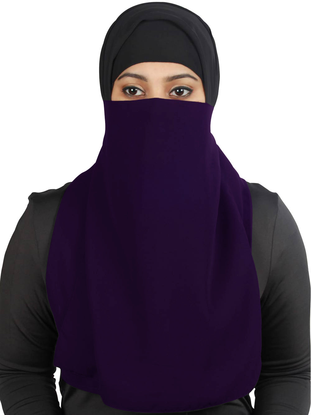 Black Georgette Half Niqab Nosepiece - Breathable & Comfortable Face Cover for Women - Perfect for Daily Wear, Prayer, and Outdoor Activities