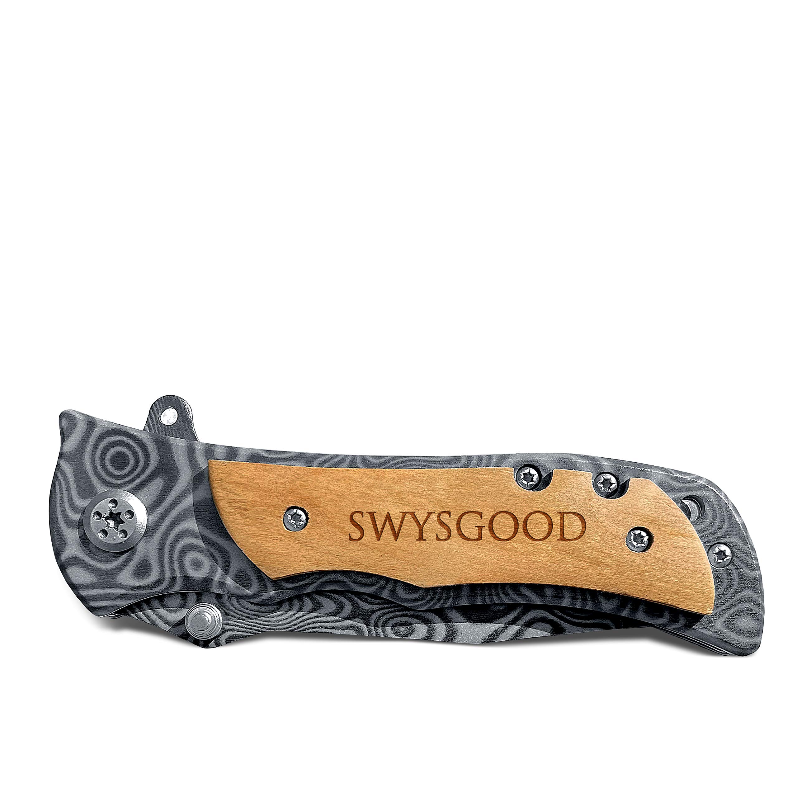Personalized Engraved Pocket Knife Gift Set for Men - Custom Name Engraving with Premium Wooden Box - Father's Day, Anniversary & Outdoor Camping Gifts