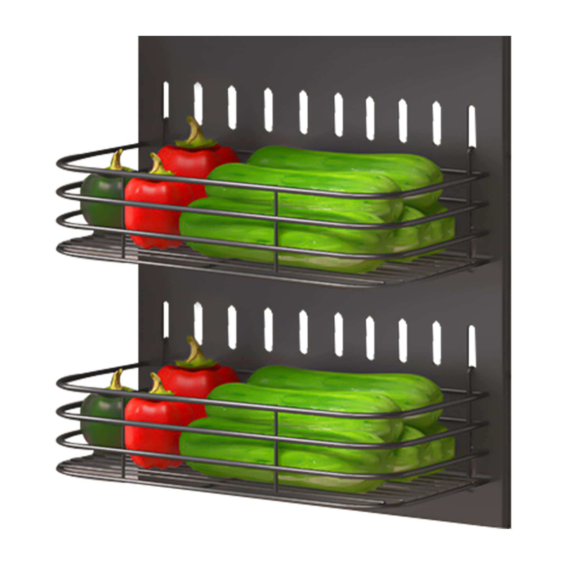 Wall Mounted Kitchen Organizer - Space Saving Pot & Pan Rack Set with Multiple Hooks & Holders - Removable Silverware Storage for Utensils, Veggies & More (5-Piece Set) - Perfect for Small Kitchens, Pantry Organization & Cooking Essentials Storage