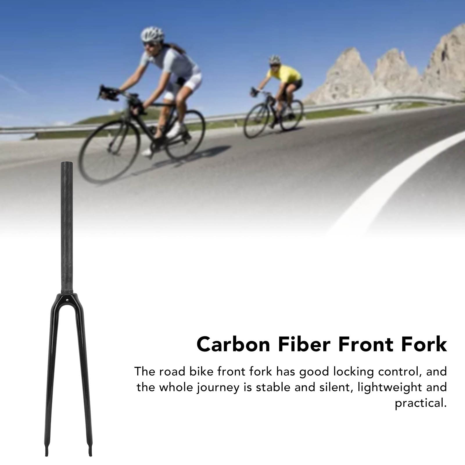700C Carbon Fiber Road Bike Fork - 3K Stripes, Quick Release, C Brake Rim Brake, Rigid Straight Tube, Superlight MTB Front Fork for Racing & Commuting
