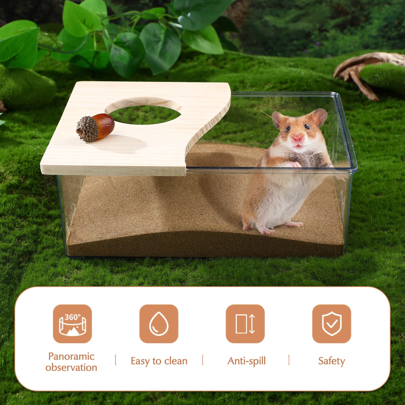 Balacoo Hamster Sand Bath House - Chinchilla Dust Bath Container for Small Pets - Perfect for Hamster, Chinchilla, Gerbil & Degu - Ideal for Cage Cleaning & Grooming