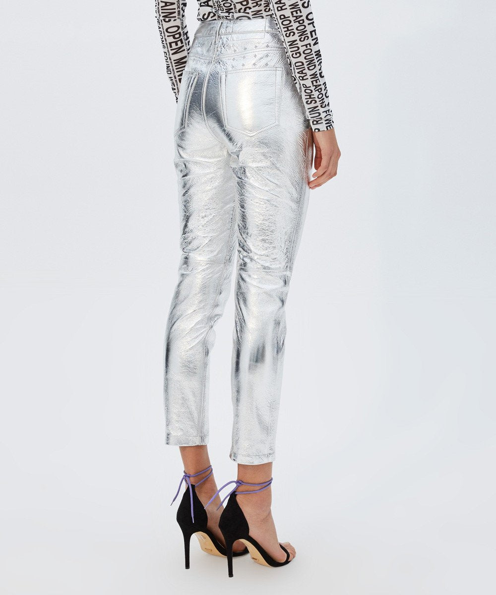 Dreams Silver Pants for Women - Elegant High Waist Trousers for Office, Party & Evening Wear