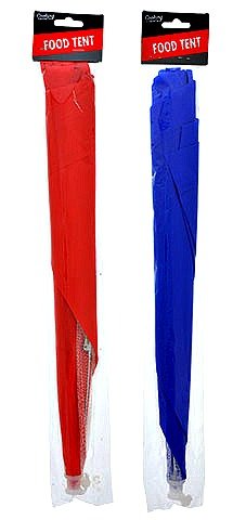 Red and Blue Food Tents with White Table Clamps - 3 Piece Food Safety Cover Set for Buffets, Parties & Outdoor Dining - Keep Insects Away from Food Displays