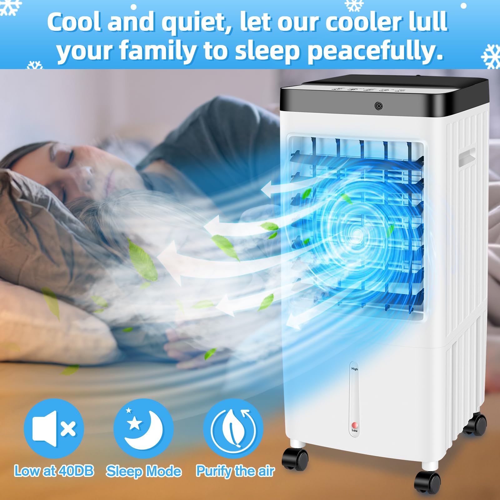 2024 Upgraded Portable Air Conditioner Windowless - 3 in 1 Evaporative Cooler with 3.2 Gallon Water Tank, Timer, 3 Speed Settings & 90° Oscillation - Perfect for Bedroom, Kitchen, Garage & Office Cooling | Energy Efficient Personal AC Unit for Summer