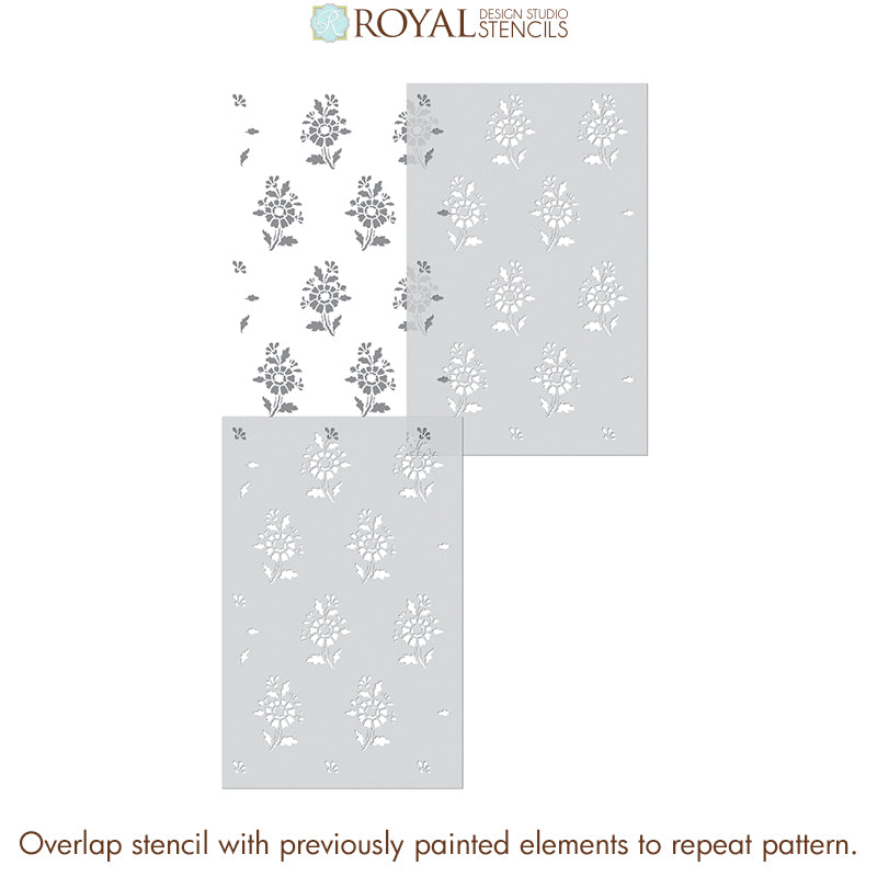 Provence Petite Floral Wall Stencil - DIY Home Decor, French Country Design for Bedroom & Living Room Wall Painting