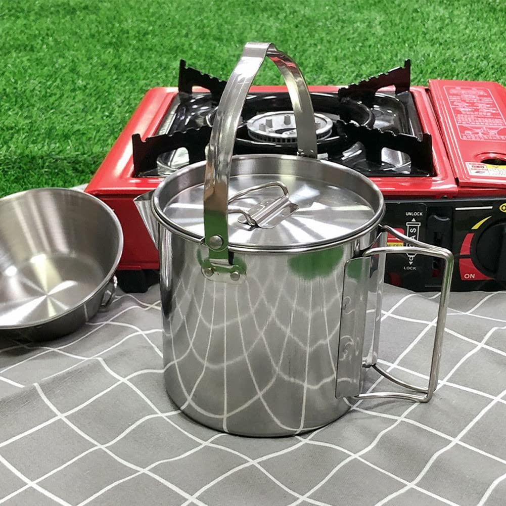 Foldable Stainless Steel Stovetop Tea Kettle - 1.2L Portable Camping Kettle for Outdoor Picnics, Hiking & Travel - Compact Cookware for Stove Top Use