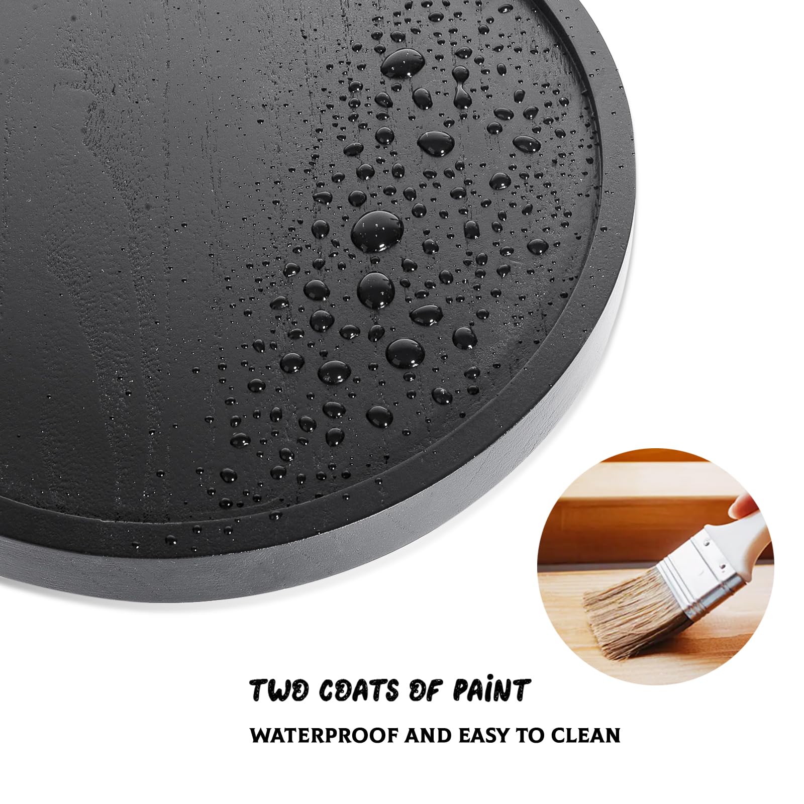10 Inch Black Wood Lazy Susan Turntable - Kitchen Cabinet Organizer, Farmhouse Bathroom Decor, Round Decorative Tray for Vanity, Counter, Sink & Coffee Table - Perfect for Spice Storage, Makeup Organization & Home Decor Display