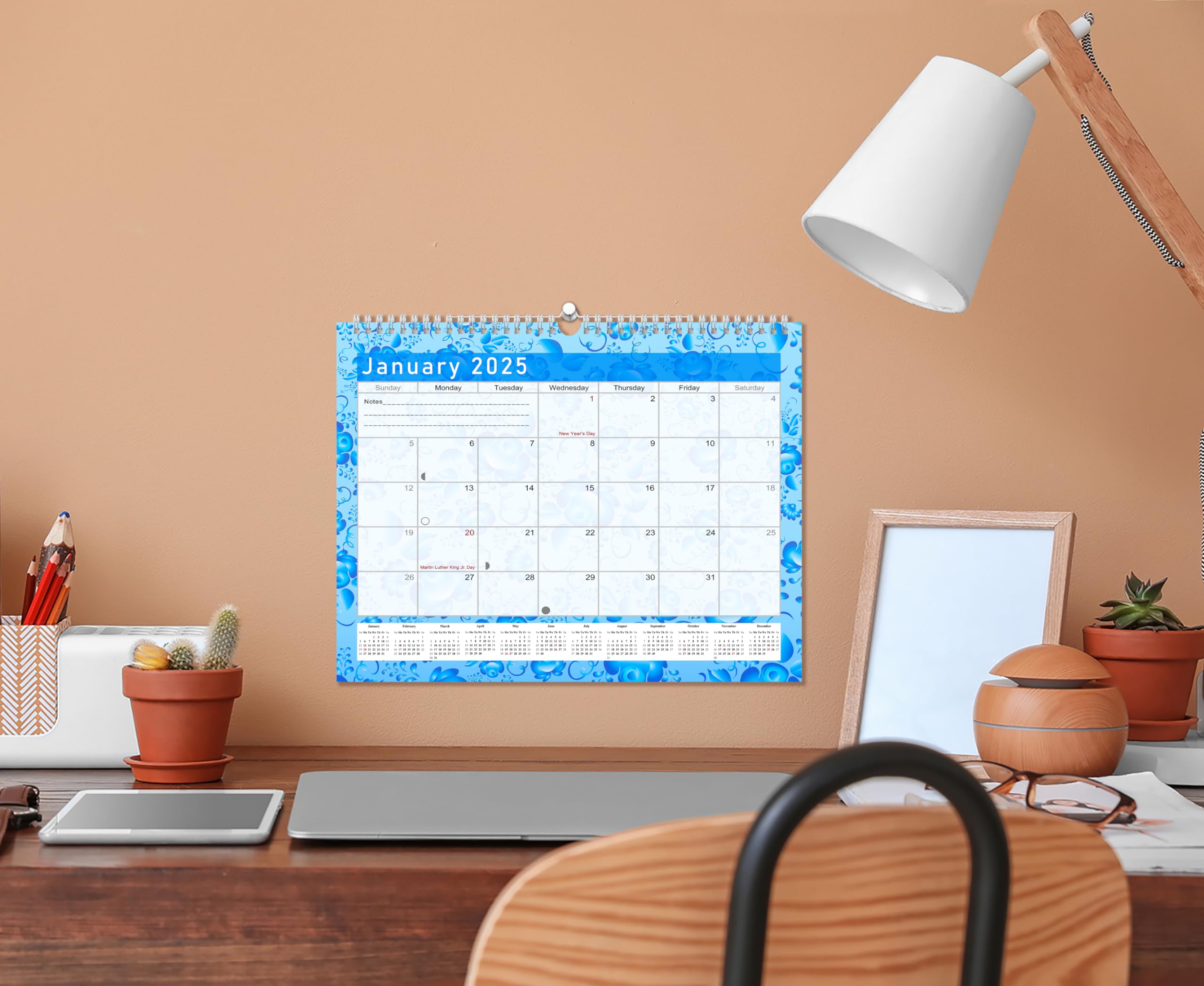 2024-2025 18-Month Spiral-Bound Wall & Desk Calendar Planner - Monthly Organizer for Office, Home & School (Edition #019) - Perfect for Scheduling, Planning & Productivity