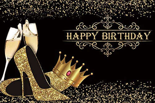Golden Crown Birthday Backdrop 7x5ft - Party Photo Studio Decor for Events