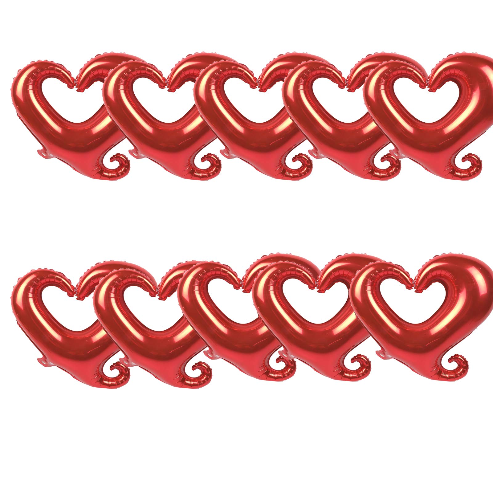 BinaryABC 10Pcs Red Heart Foil Balloons for Valentine's Day, Engagement & Wedding Decorations - Romantic Party Supplies for Anniversary, Birthday, and Special Occasions
