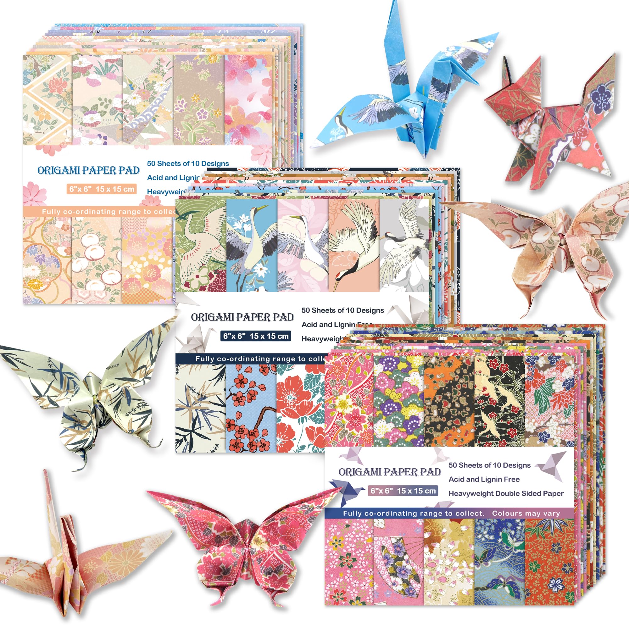 Premium 6x6 Inch Origami Paper - 150 Sheets, 70 GSM, 30 Double-Sided Designs - Japanese Washi Craft Paper for Origami, Scrapbooking, Card Making - Perfect for DIY Projects, Gift Wrapping & Home Decor