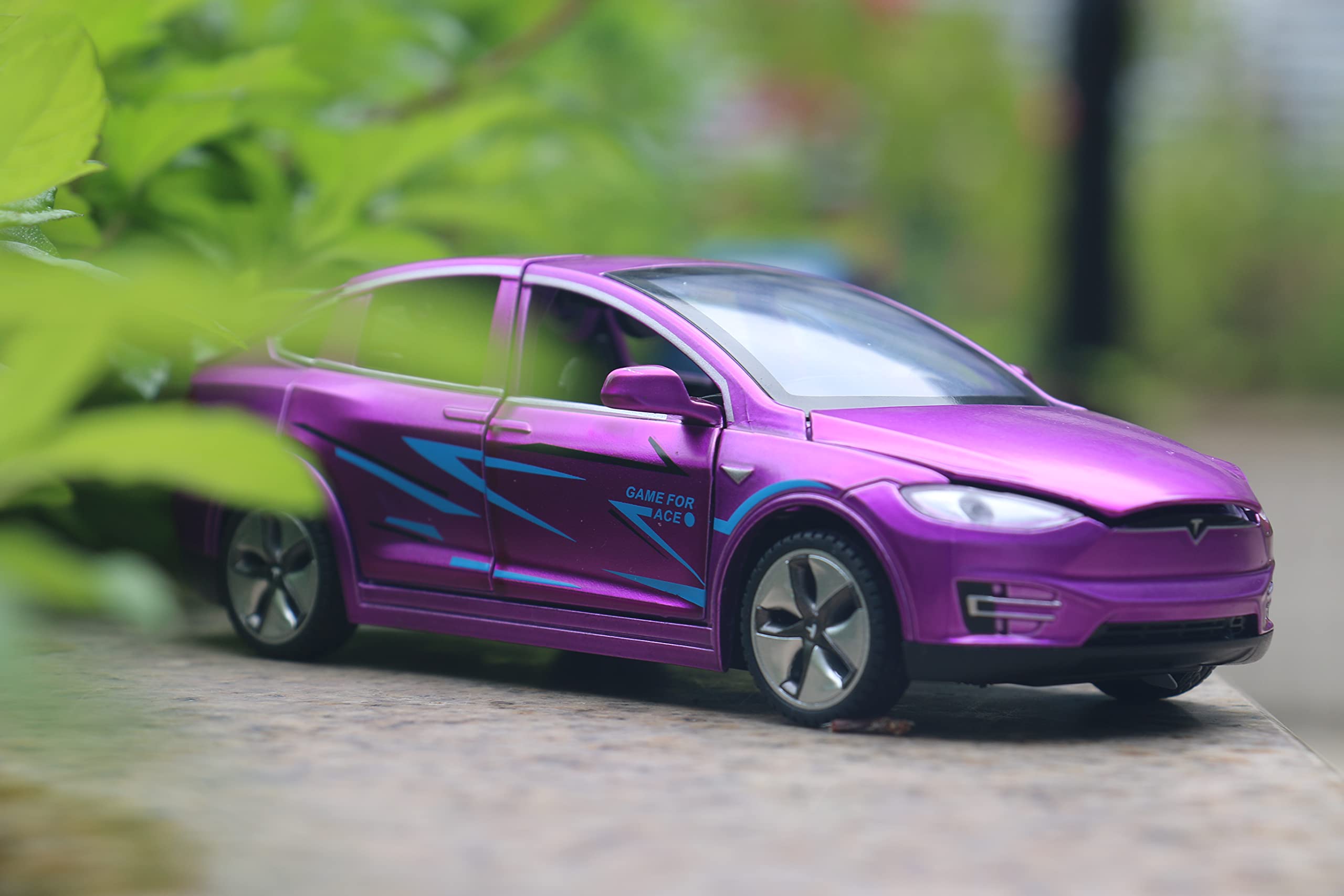 1:32 Scale Model X Alloy Diecast Pull Back Toy Car with Lights & Sound - Mini Collectible Vehicle for Kids, Car Enthusiasts & Gift Giving (Dazzling Purple) - Perfect for Playtime, Display Collections & Birthday Presents