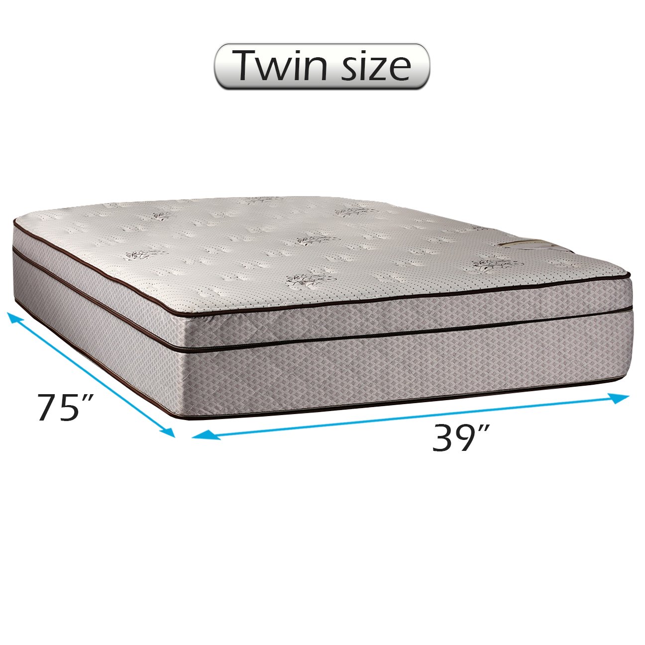 **Dream Solutions USA Dream Sleep Fifth Ave Pillowtop Plush Extra Soft Mattress with Mattress Protector - Orthopedic Support, Plush Knit Cover, Twin Size (39