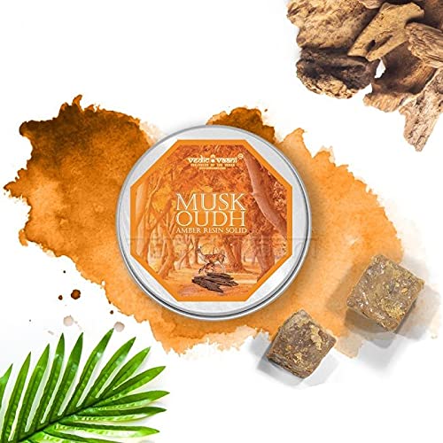 Premium Vedic Vaani Musk Oudh Amber Resin - Natural Solid Scent for Incense, Perfume & Aromatherapy (1kg) - Perfect for Meditation, Yoga & Home Fragrance