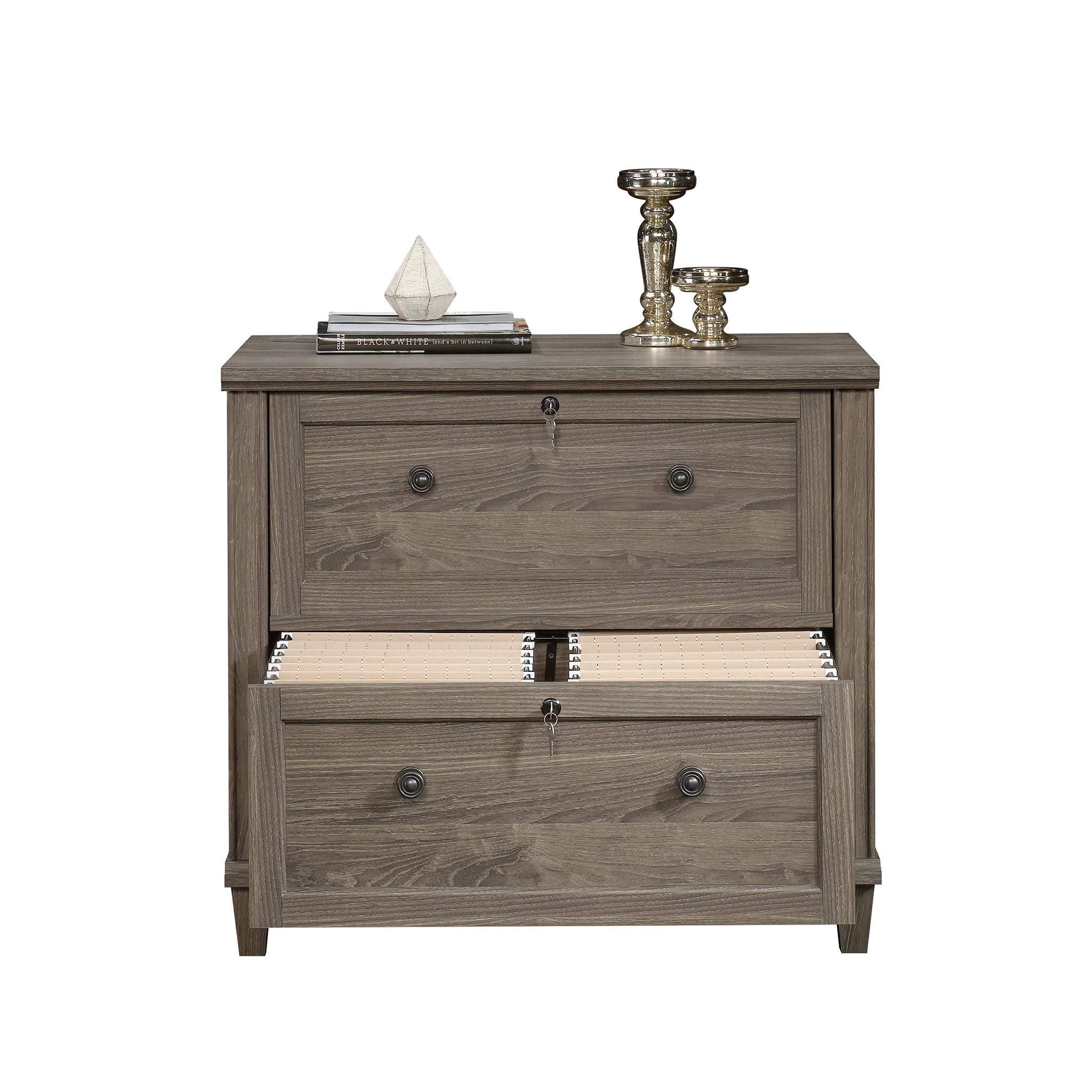 Sauder Hammond 2-Drawer Lateral File Cabinet with Lock - Home Office Storage Solution in Emery Oak Finish | Perfect for Organizing Documents & Office Supplies