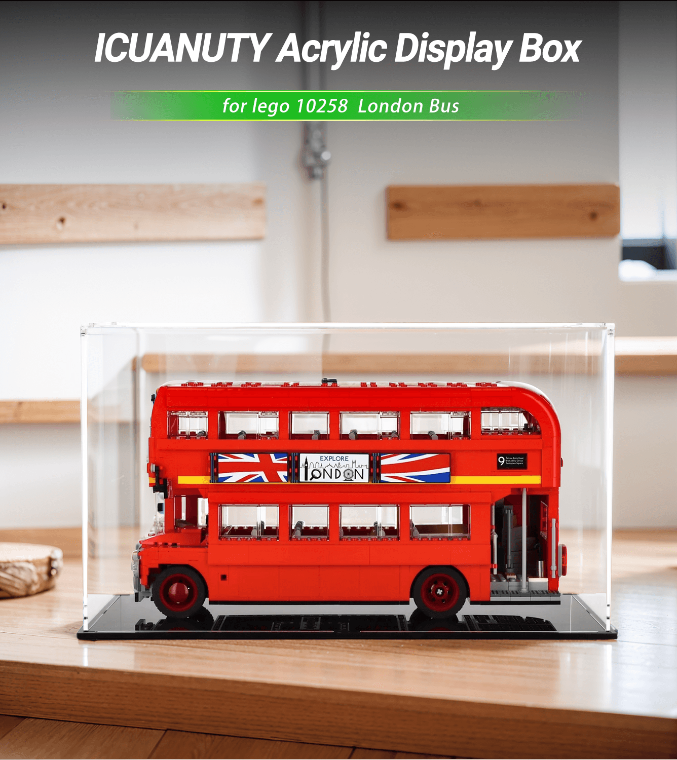 LEGO London Bus 10258 Display Case - Premium Acrylic Showcase for LEGO Creator Expert Set - Perfect for Home Decoration, Office Display & Collector's Showcase