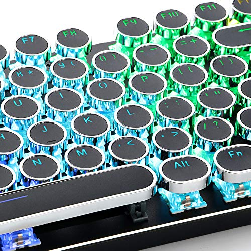 TopHGC 104 Keycap Set for Mechanical Keyboards - Retro Typewriter Punk Style Round Keycaps, Compatible with Most Backlit Keyboards (Black) | Perfect for Gaming, Typing & Custom Keyboard Builds