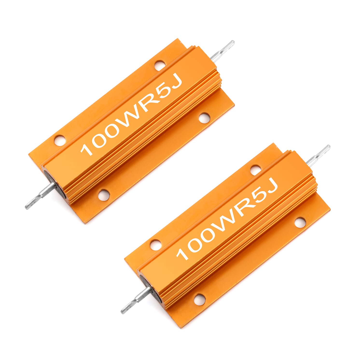 Chanzon 2pcs 100W 0.5 Ohm Wirewound Aluminum Shell Resistor ±5% Tolerance 0.5R RoHS Certified for Power Supplies, Audio Amplifiers, and Industrial Equipment
