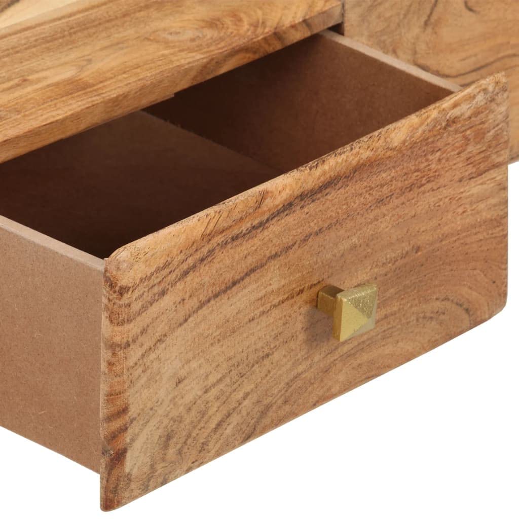 Rustic Solid Acacia Wood Coffee Table with Storage - 27.5