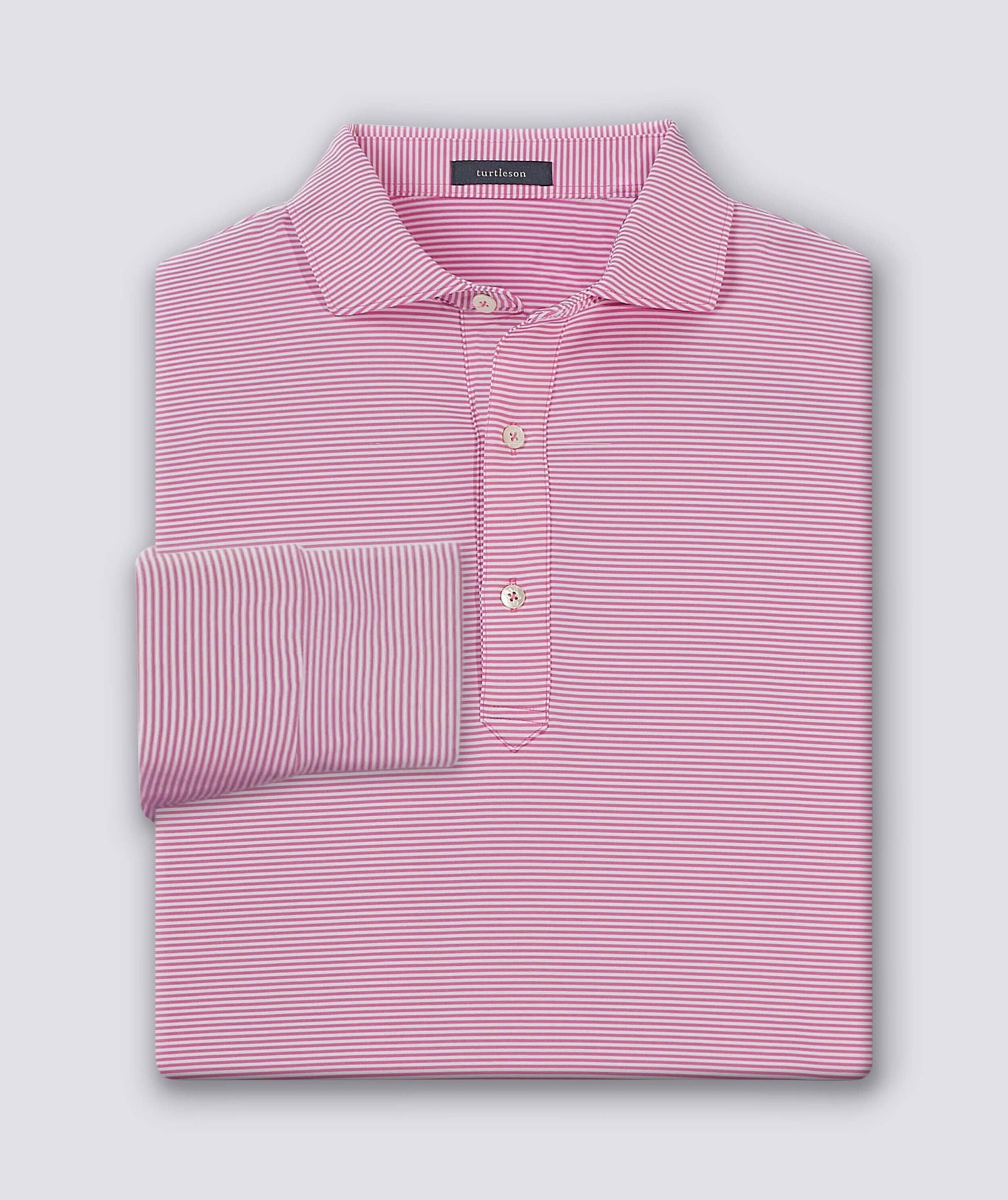 Men's Carter Stripe Performance Polo Shirt - Long Sleeve Moisture-Wicking Golf & Casual Wear - Perfect for Office, Golfing and Outdoor Activities