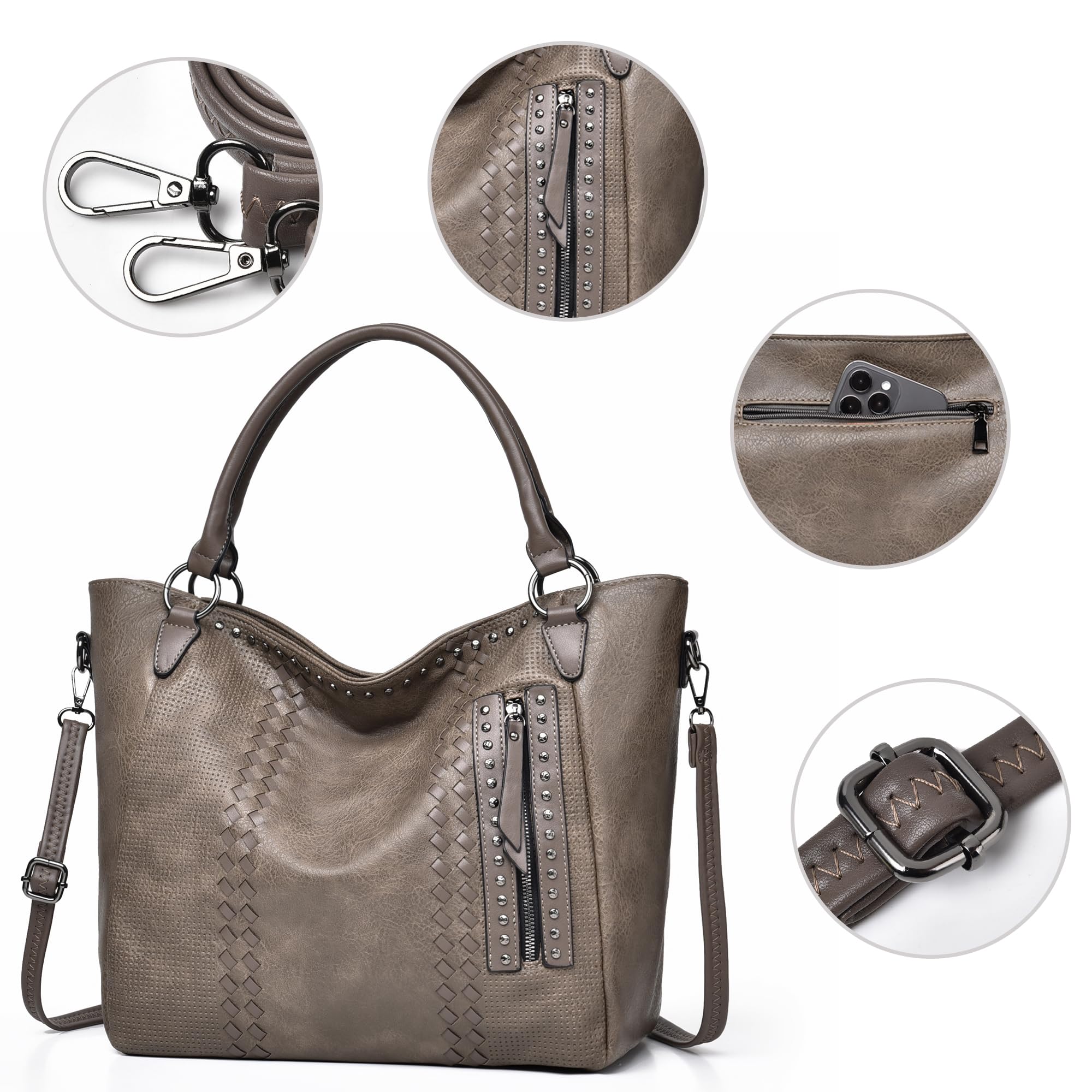 Designer Leather Tote Bags for Women - Large Hobo Shoulder Bags & Purses - Perfect for Work, Travel, and Everyday Use