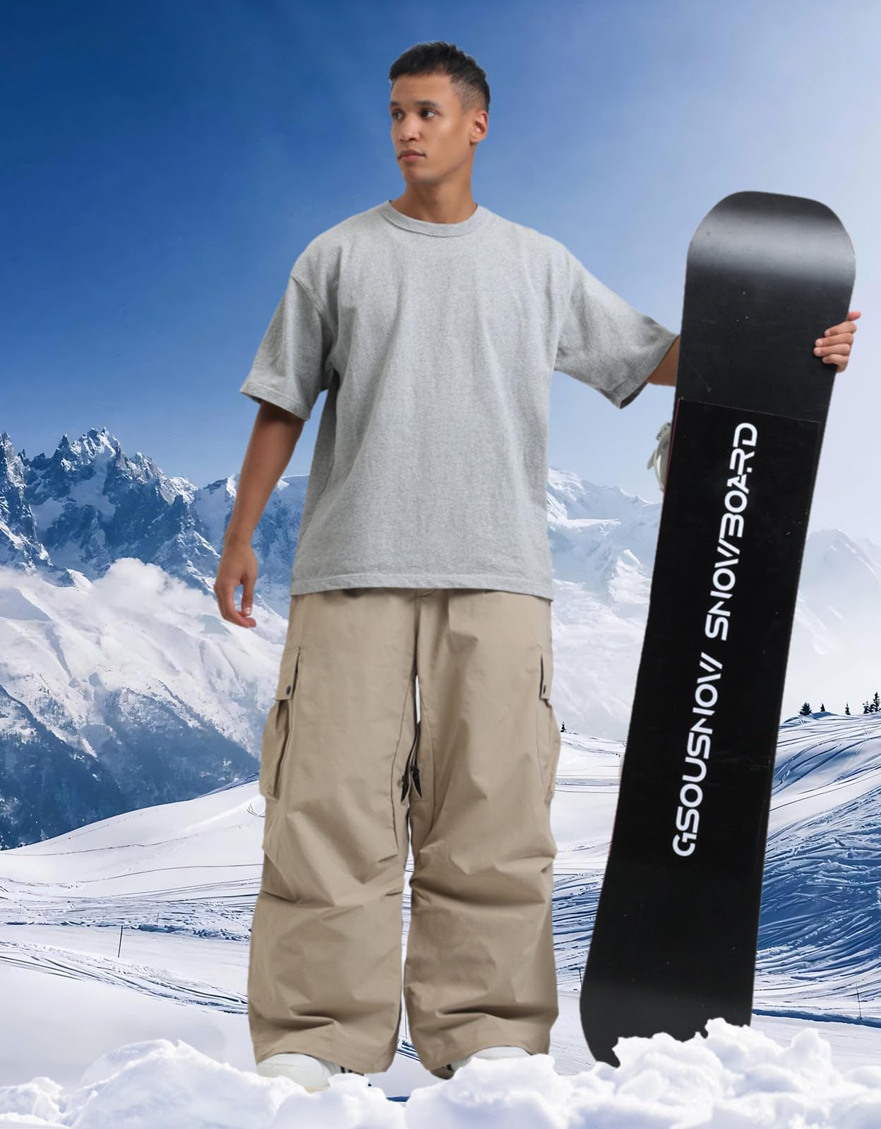 GSOU SNOW Men's & Women's Waterproof Ski Pants - Insulated Windproof Snowboard Pants with Baggy Fit for Snowboarding, Skiing & Winter Sports