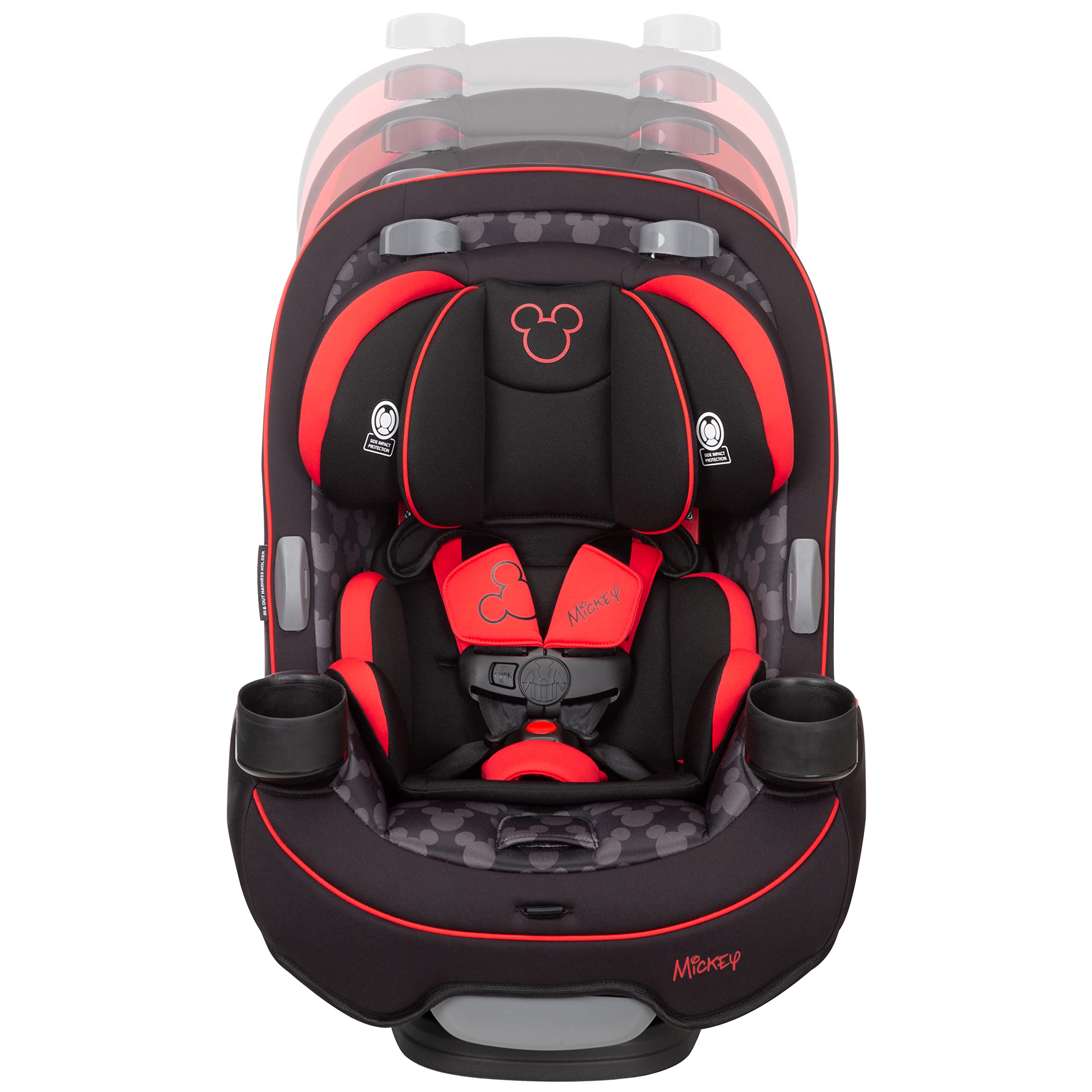 Disney Mickey Mouse Convertible Car Seat for Kids - Rear Facing (5-40 lbs) & Forward Facing (30-65 lbs) to Booster (40-100 lbs) - Safe Infant to Toddler Car Seat with Simply Mickey Design - Perfect for Family Road Trips & Daily Commute