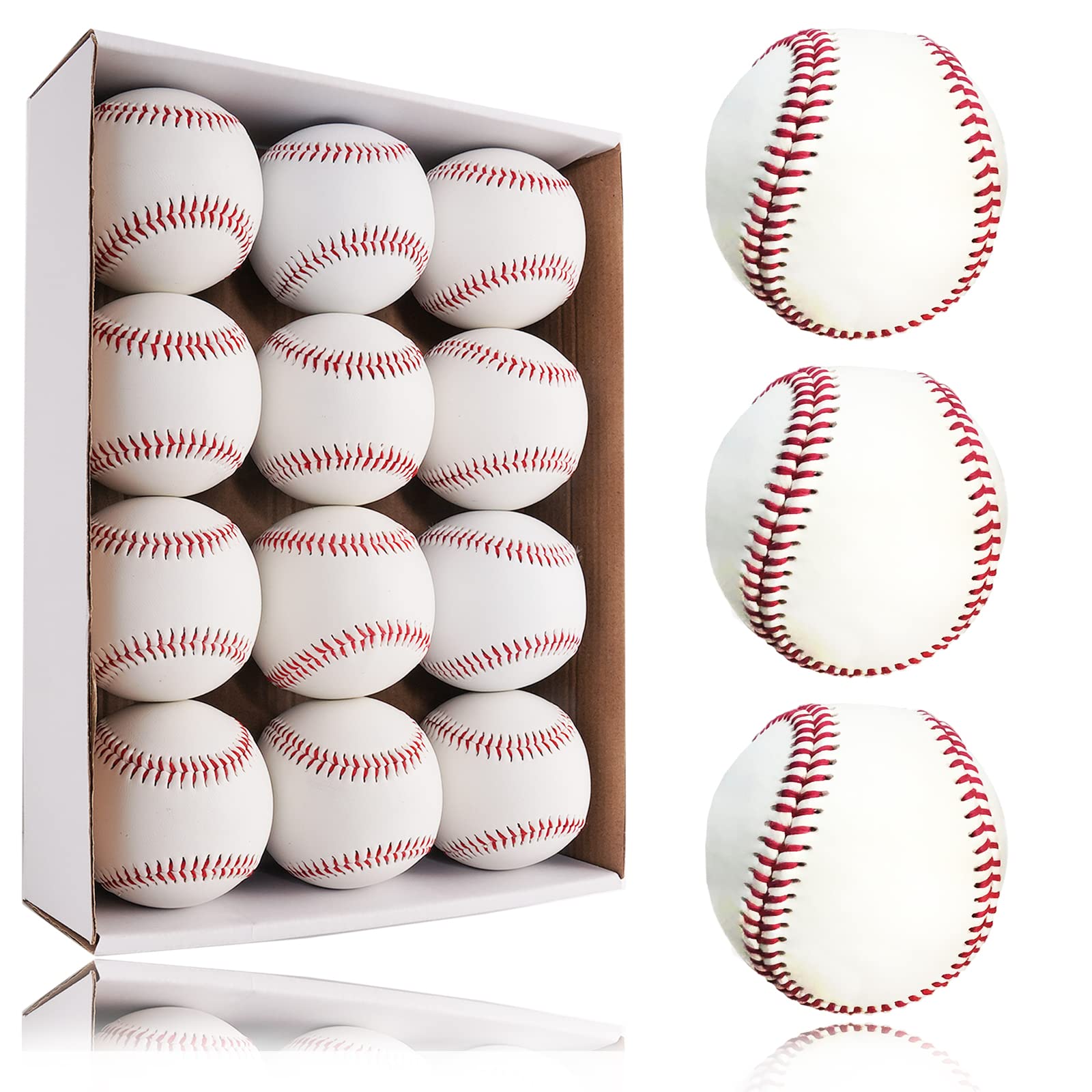 GKK 12 Pack Standard Size Teeballs - Unmarked Safety Baseballs for Kids Training, Batting Practice, Pitching & League Play | Soft T-Ball for Beginners, Autograph Collecting & Baseball Gifts | Perfect for Backyard Practice, Youth Leagues & Sports Enthusiasts