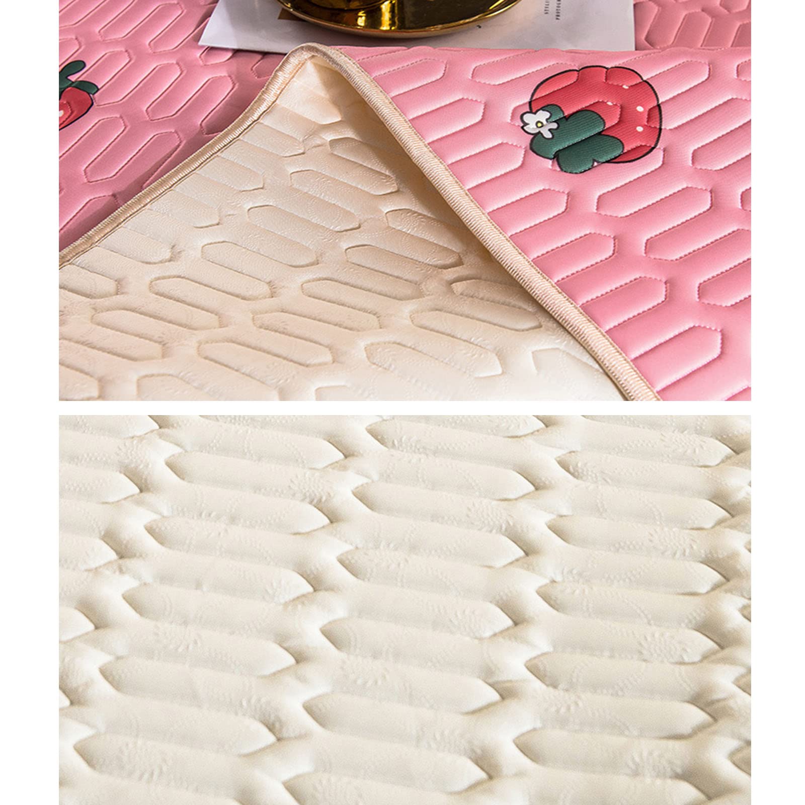 Cooling Latex Mattress Topper for Summer - Breathable & Foldable Bed Mat for Cool Sleep - Soft Roll-Up Mattress Pad for Single & Double Beds - Perfect for Hot Sleepers, Guest Rooms & Dorm Comfort
