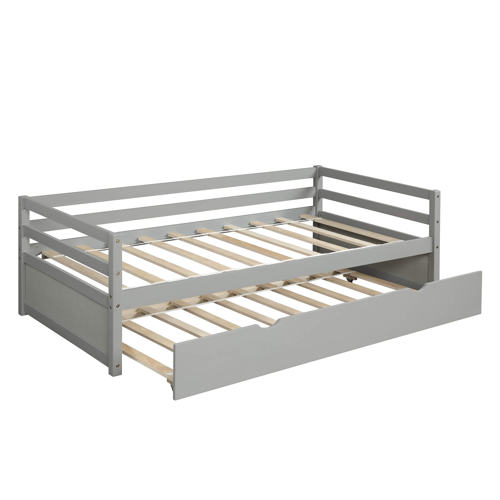 Solid Wood Twin Daybed with Pull-Out Trundle - Sturdy Twin Bed Frame with Storage | Perfect for Kids' Rooms, Guest Beds & Small Spaces
