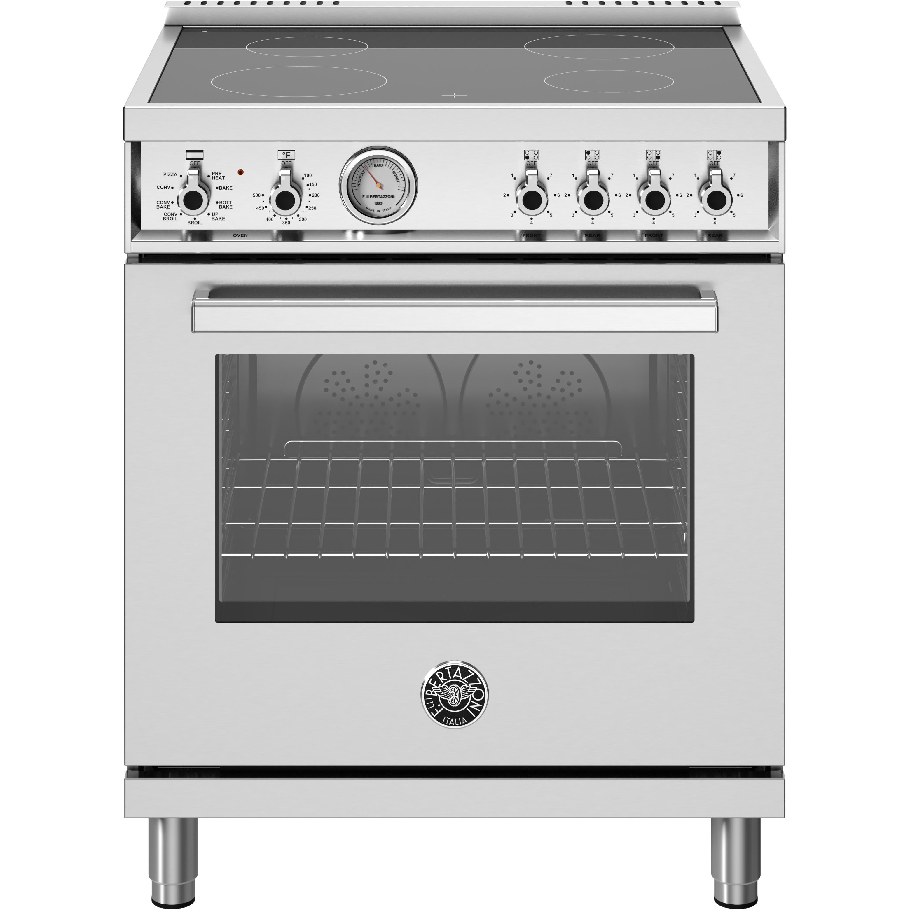 Bertazzoni PRO304CEMXV 30 Inch Freestanding Electric Range - Professional Grade Stainless Steel Oven with Convection Cooking for Home Chefs | Perfect for Modern Kitchens & Gourmet Cooking