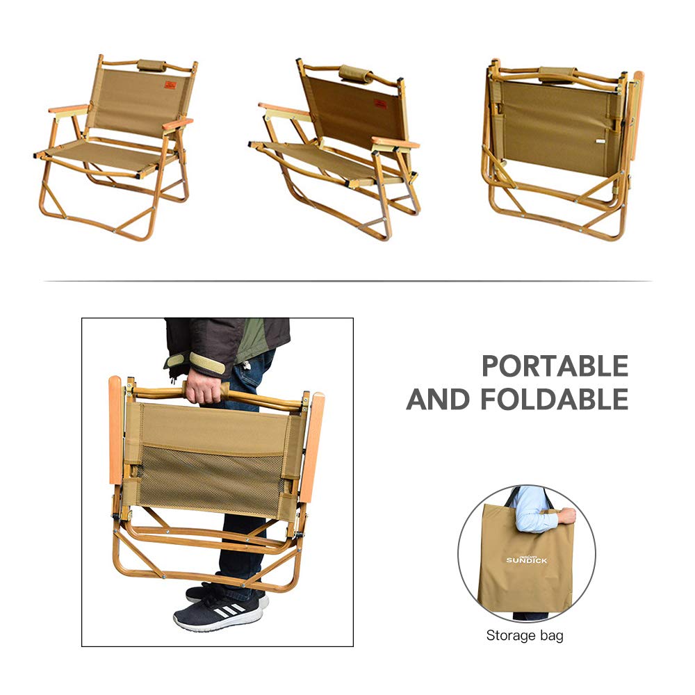 Lixada Portable Foldable Wooden Chair - Ultralight Camping Chair for Outdoor Activities, Beach, Fishing, Picnics & Relaxing | Compact & Durable Design for Travel, Hiking & Backpacking