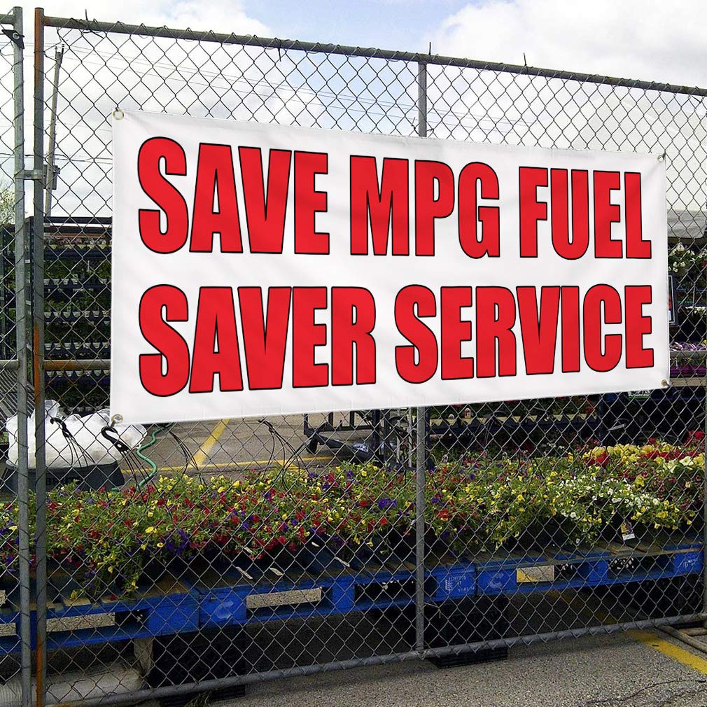 Vinyl Banner 60x144 Inches - Heavy Duty Weatherproof Outdoor Sign with 10 Grommets for Auto Body Shops, Car Dealerships & Industrial Use | Perfect for Fuel Saver Promotions, Yard Signs & MPG Advertising