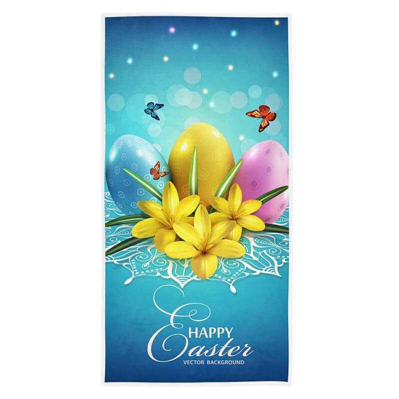 Easter Eggs Crocus Microfiber Hand Towels 16x30 Inch - Soft Absorbent Bath & Kitchen Towels for Bathroom, Dish Drying, Guest & Hotel Use - Decorative Fingertip Washcloths for Home Decor & Housewarming Gifts