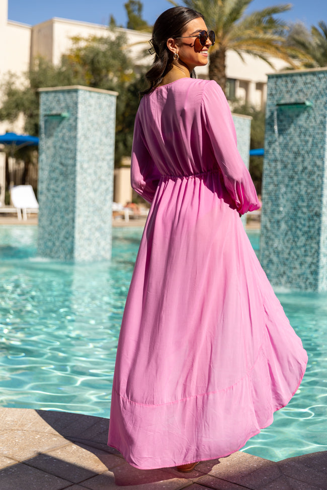 Shine On Pink Long Sleeve Swim Cover Up - Women's Beachwear for Swimming, Poolside & Vacation - UPF Sun Protection & Stylish Cover-Up