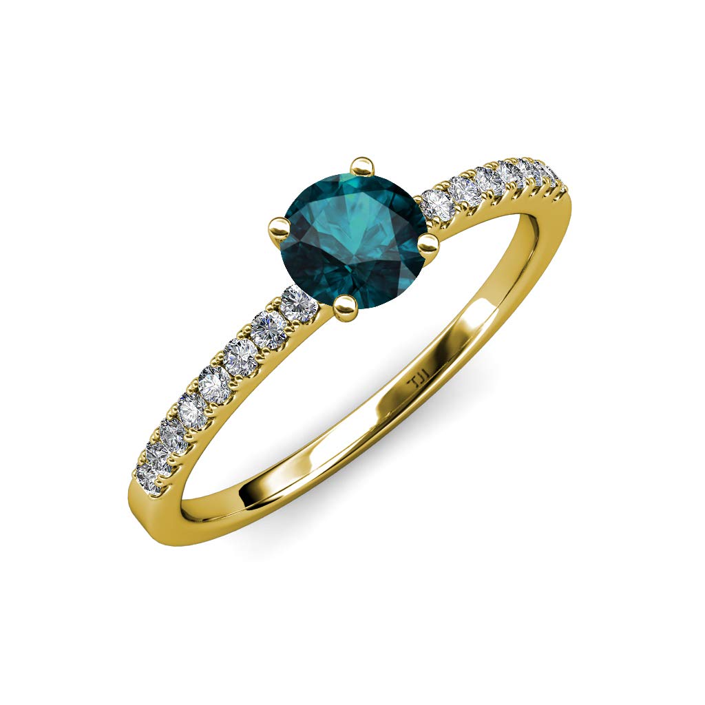 14K Gold Round London Blue Topaz & Diamond Solitaire Engagement Ring for Women - 1.25ctw, Perfect for Proposals, Anniversaries & Special Occasions