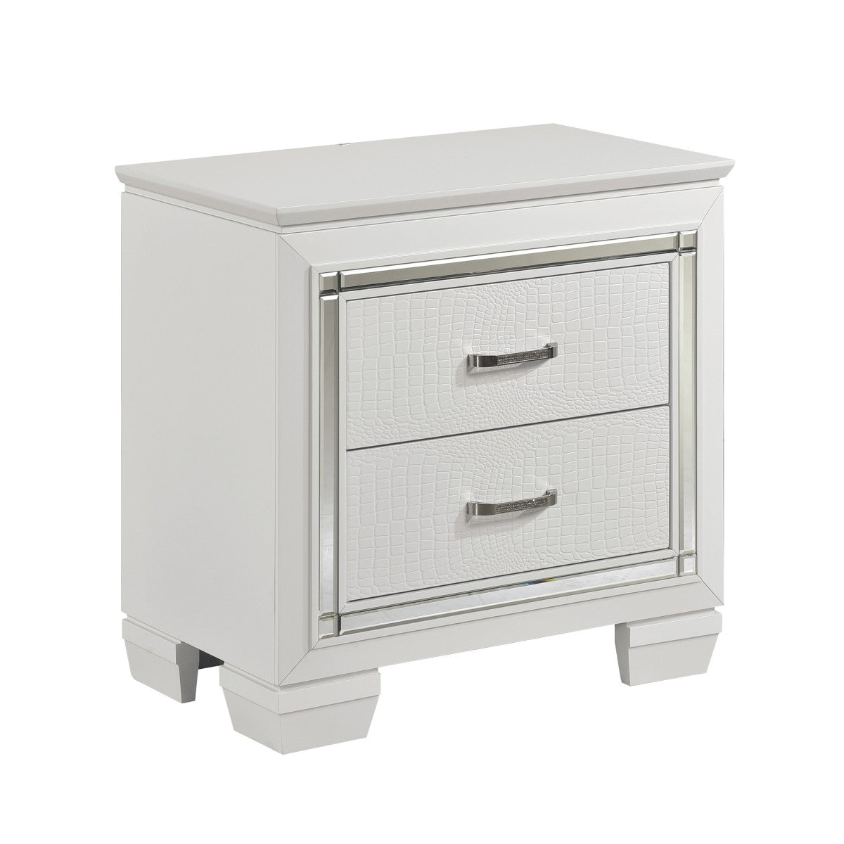 Modern Allura White Nightstand with LED Lighting - Perfect for Bedroom, Living Room & Home Decor