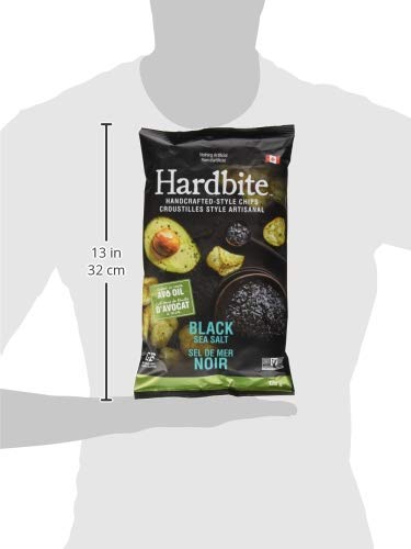HARDBITE Black Sea Salt Avocado Oil Potato Chips - 4.5oz (128g) | Gluten-Free, Non-GMO Snacks for Parties, Picnics & Movie Nights
