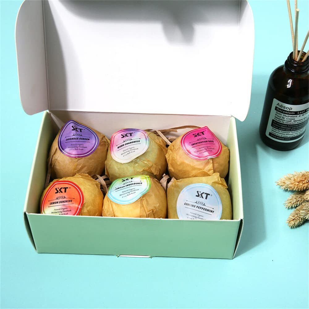 6PCS Mild East Gold Bath Salt Balls - Premium Large Colorful Bath Bombs for Relaxation & Stress Relief - Perfect for Spa, Self-Care & Gift Giving