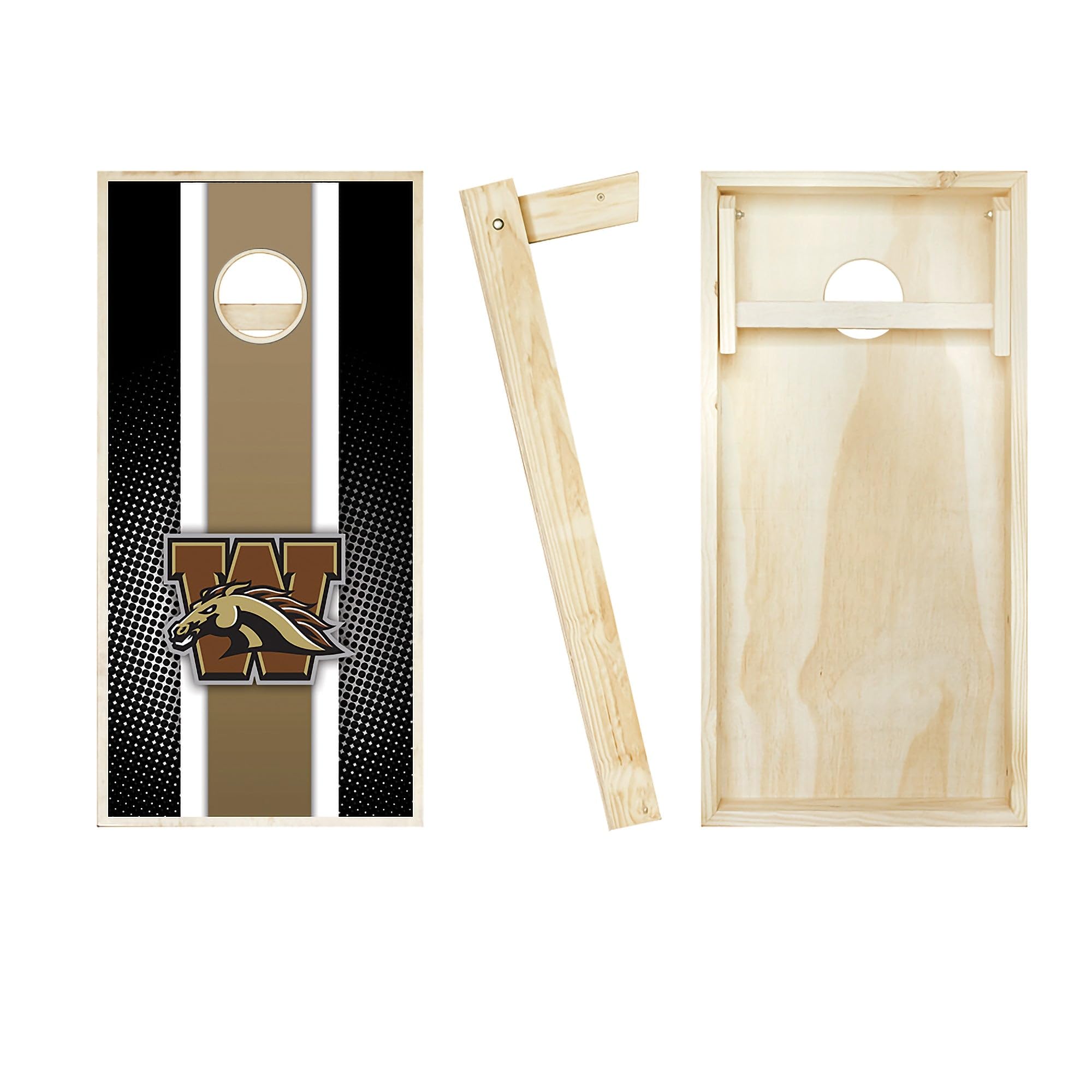Premium Western Michigan Striped Cornhole Boards Set - 2 Boards & 8 Custom Team Logo Bags | Outdoor Tailgating, Backyard Games, and College Party Essentials