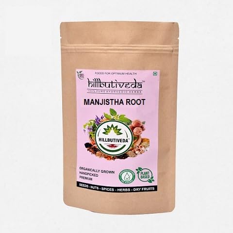 Organic Manjistha Root Powder (Majith, Indian Madder) - 100g | Natural Skin Brightening, Hair Care & Detox Supplement | Ayurvedic Herbal Remedy for Glowing Skin & Healthy Hair | Perfect for DIY Face Masks & Herbal Teas