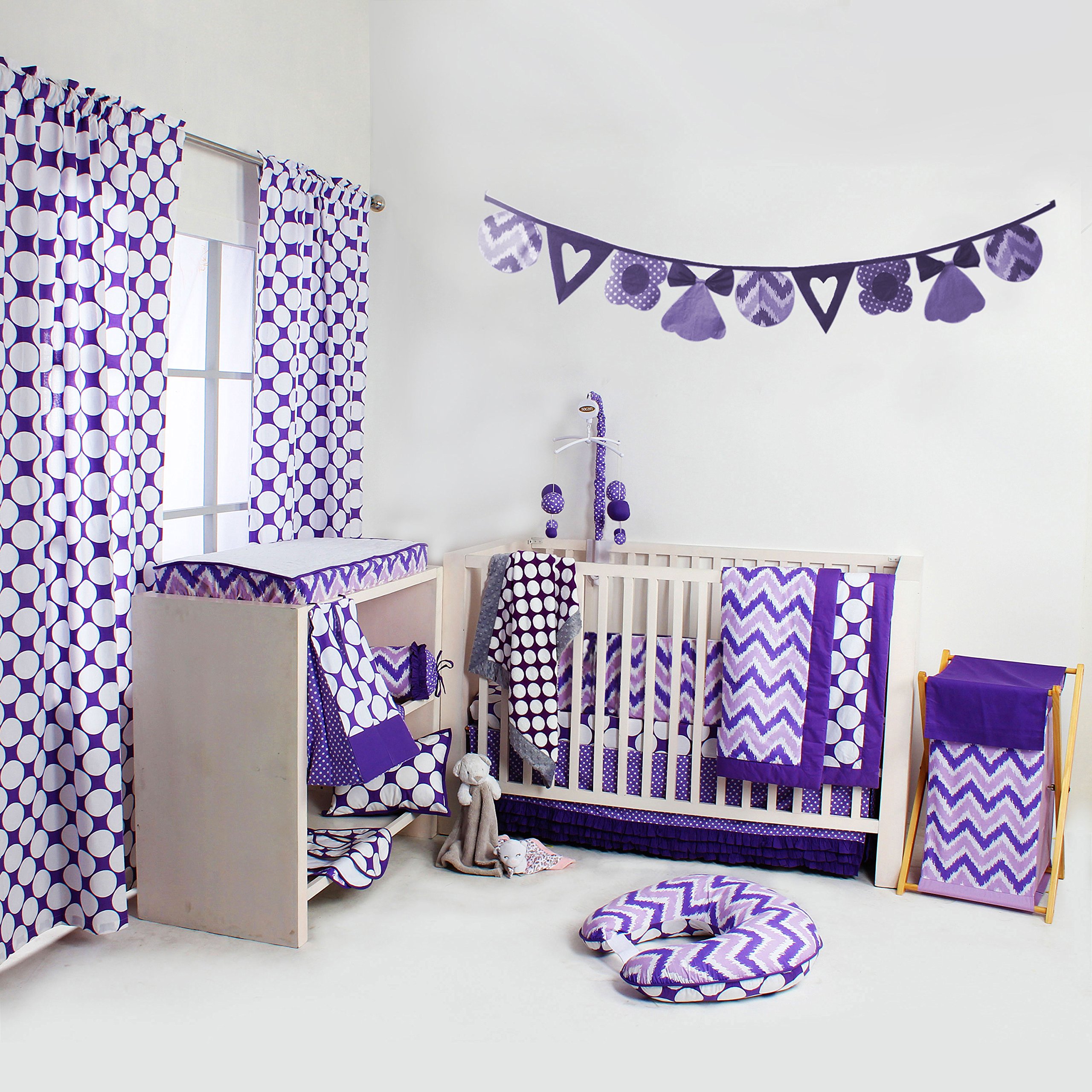 Bacati Mix N Match Ikat Zigzag Chevron Nursery Storage Organizer - Changing Table Storage Runner, Purple - Perfect for Baby Room Decor & Diaper Changing Essentials