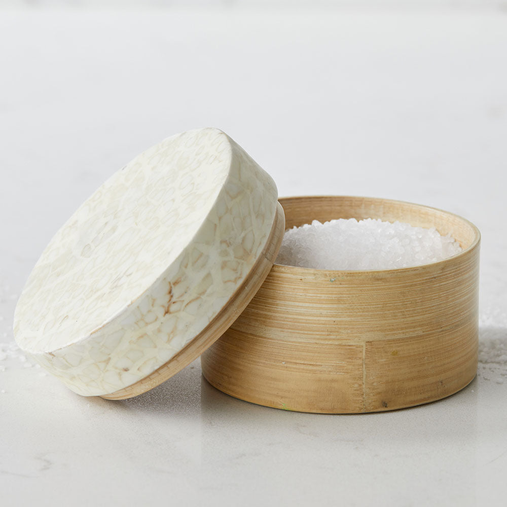 Premium Bamboo Salt Keeper with Lid - Natural Eco-Friendly Kitchen Storage Container for Himalayan Salt, Spices & Seasonings - Perfect for Cooking, Baking & Tabletop Display