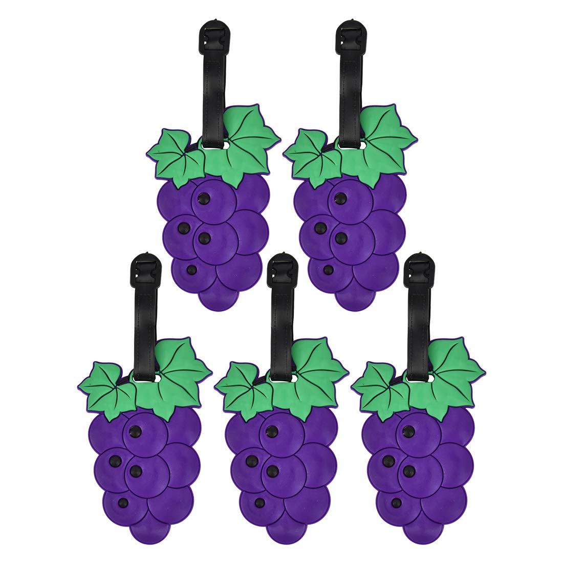 Colorful Grape Luggage Tags - Set of 5 Durable Travel ID Labels for Suitcases, Bags & Backpacks | Perfect for Airports, Cruises & Family Vacations