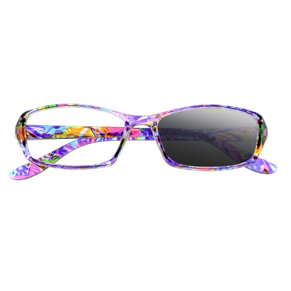 Women's Rainbow Cyan Transition Photochromic Reading Glasses - Lightweight UV Protection Bifocal Sunglasses for Outdoor Reading & Driving (Perfect for Beach, Travel & Daily Use)